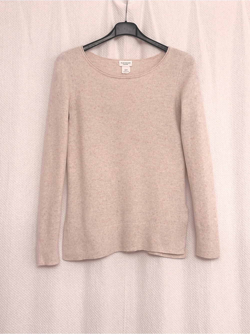 Club Monaco Pale Blush Cashmere Crewneck Sweater with Pink Flecks
